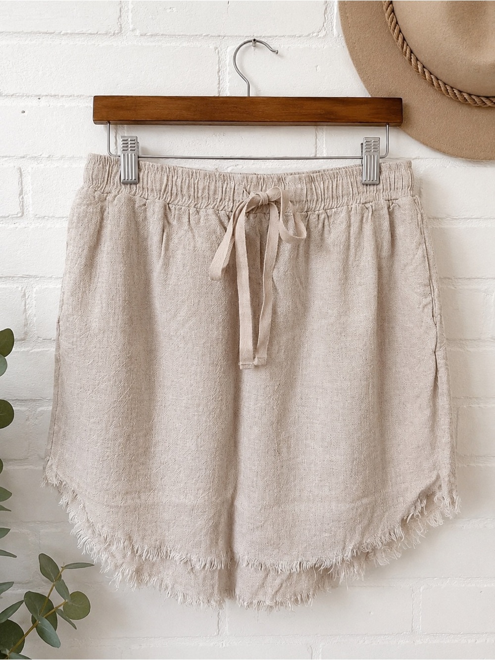 Umgee Light Beige Drawstring Shirt Size Large